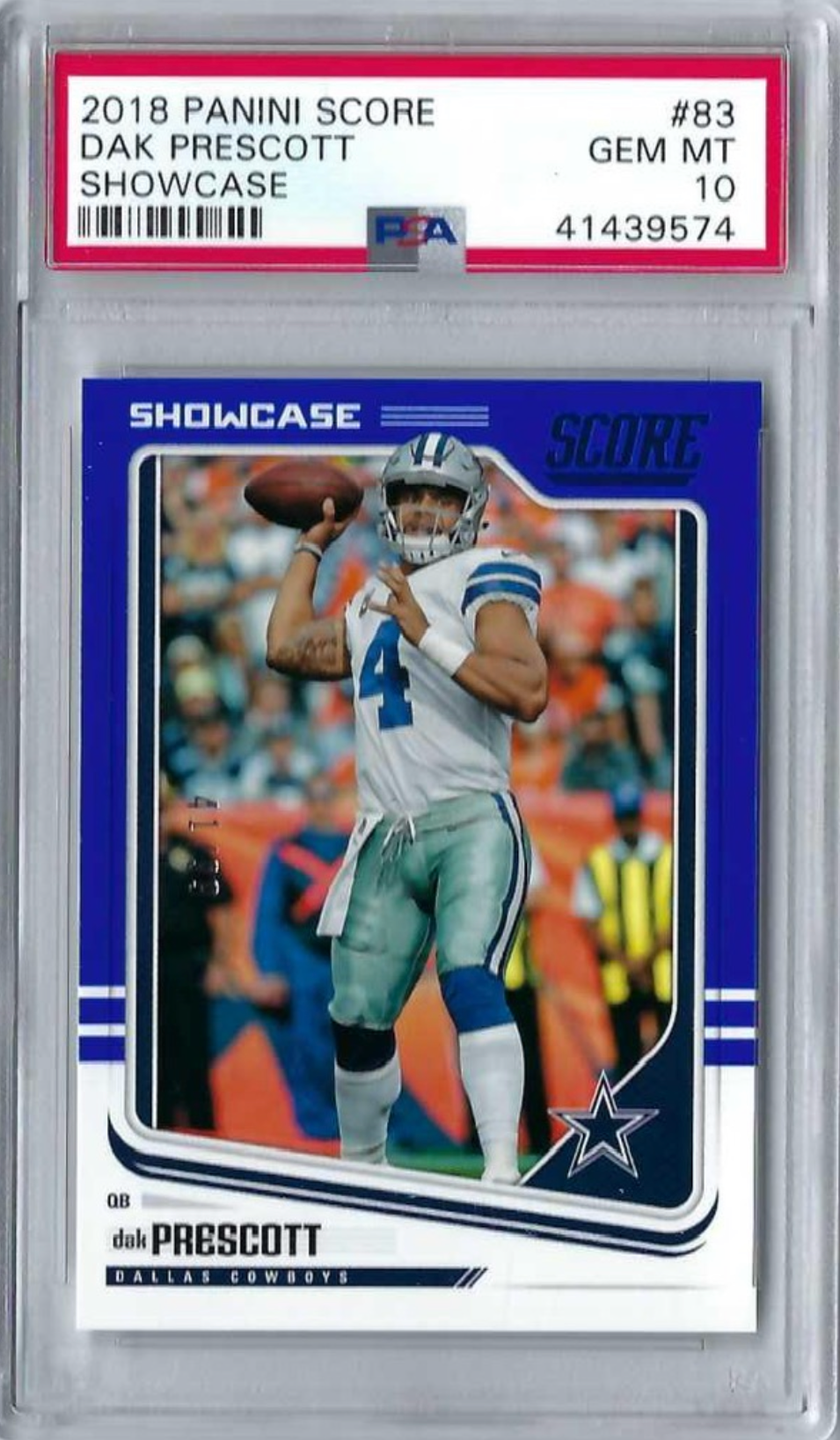 2018 Panini Score Dak Prescott Showcase 41/99 #83 (PSA 10)