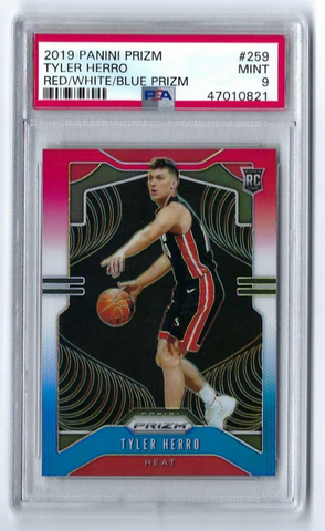 2019-20 NBA Prizm Tyler Herro Red White & Blue RC #259 PSA 9 MINT